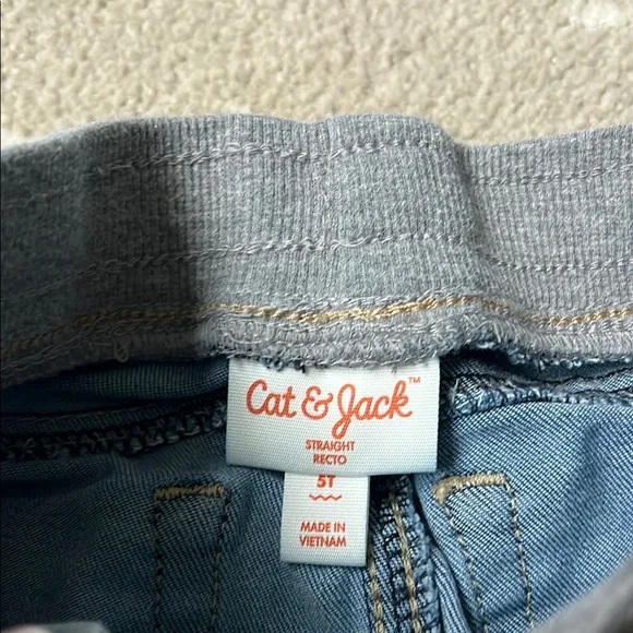 Cat & Jack Blue Denim Jeans with Gray Waistband - Picture 2 of 7